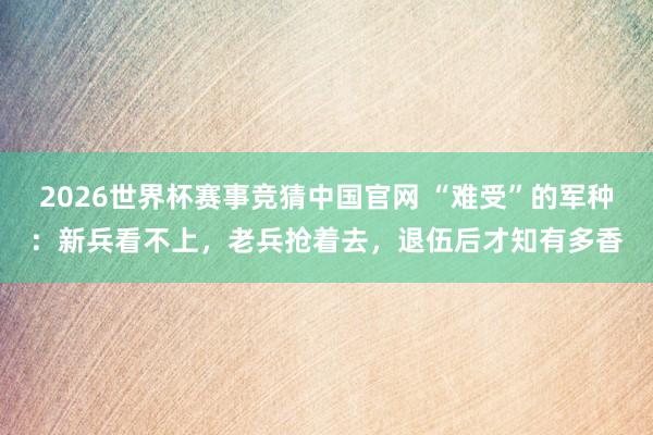 2026世界杯赛事竞猜中国官网 “难受”的军种:新兵看不上,老兵抢着去,退伍后才知有多香