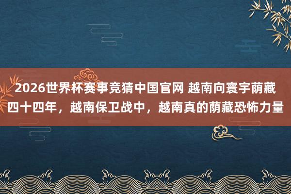 2026世界杯赛事竞猜中国官网 越南向寰宇荫藏四十四年,越南保卫战中,越南真的荫藏恐怖力量