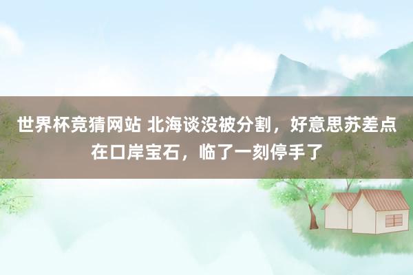 世界杯竞猜网站 北海谈没被分割,好意思苏差点在口岸宝石,临了一刻停手了