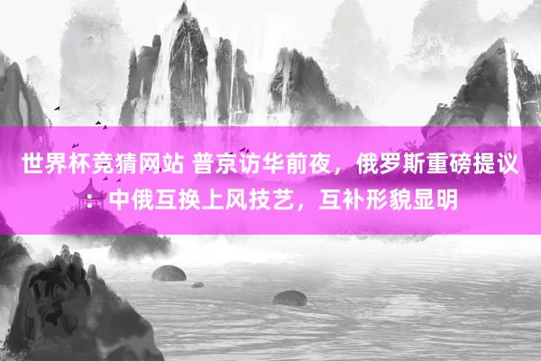 世界杯竞猜网站 普京访华前夜,俄罗斯重磅提议:中俄互换上风技艺,互补形貌显明