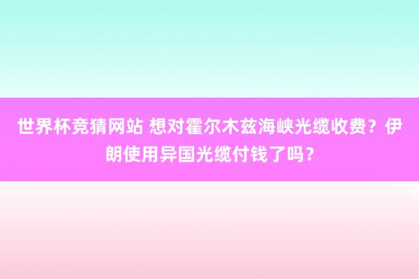 世界杯竞猜网站 想对霍尔木兹海峡光缆收费?伊朗使用异国光缆付钱了吗?
