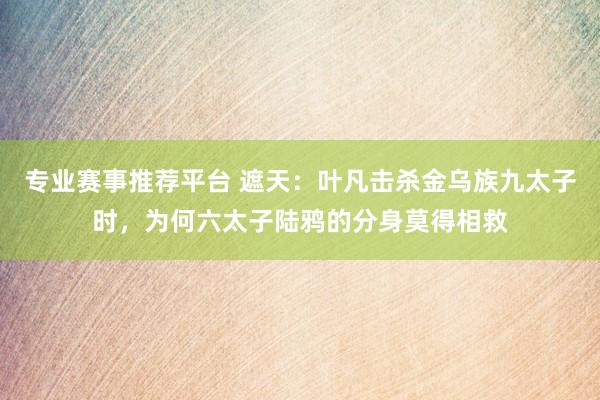 专业赛事推荐平台 遮天:叶凡击杀金乌族九太子时,为何六太子陆鸦的分身莫得相救