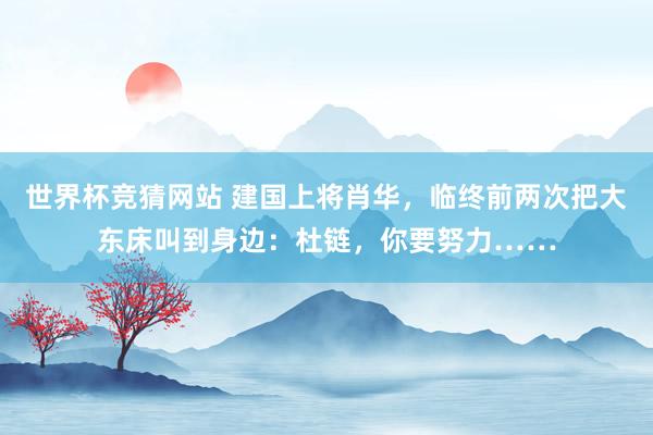 世界杯竞猜网站 建国上将肖华,临终前两次把大东床叫到身边:杜链,你要努力……