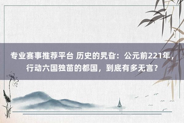专业赛事推荐平台 历史的旯旮:公元前221年,行动六国独苗的都国,到底有多无言?