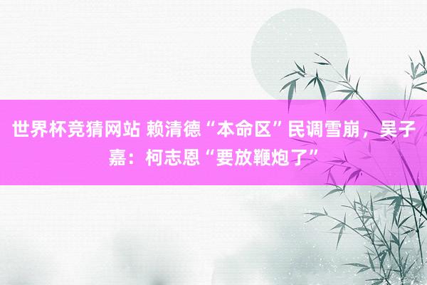世界杯竞猜网站 赖清德“本命区”民调雪崩,吴子嘉:柯志恩“要放鞭炮了”