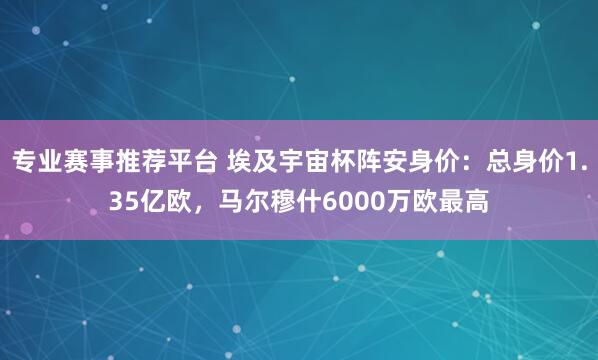 专业赛事推荐平台 埃及宇宙杯阵安身价:总身价1.35亿欧,马尔穆什6000万欧最高
