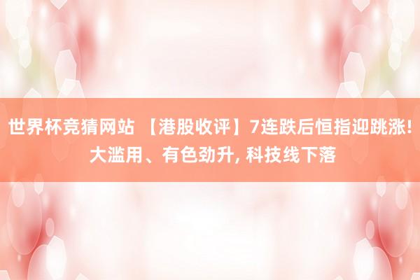 世界杯竞猜网站 【港股收评】7连跌后恒指迎跳涨! 大滥用、有色劲升, 科技线下落